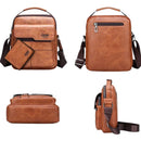 Bolsa Masculina transversal de Couro Marrom Legítimo + Brinde