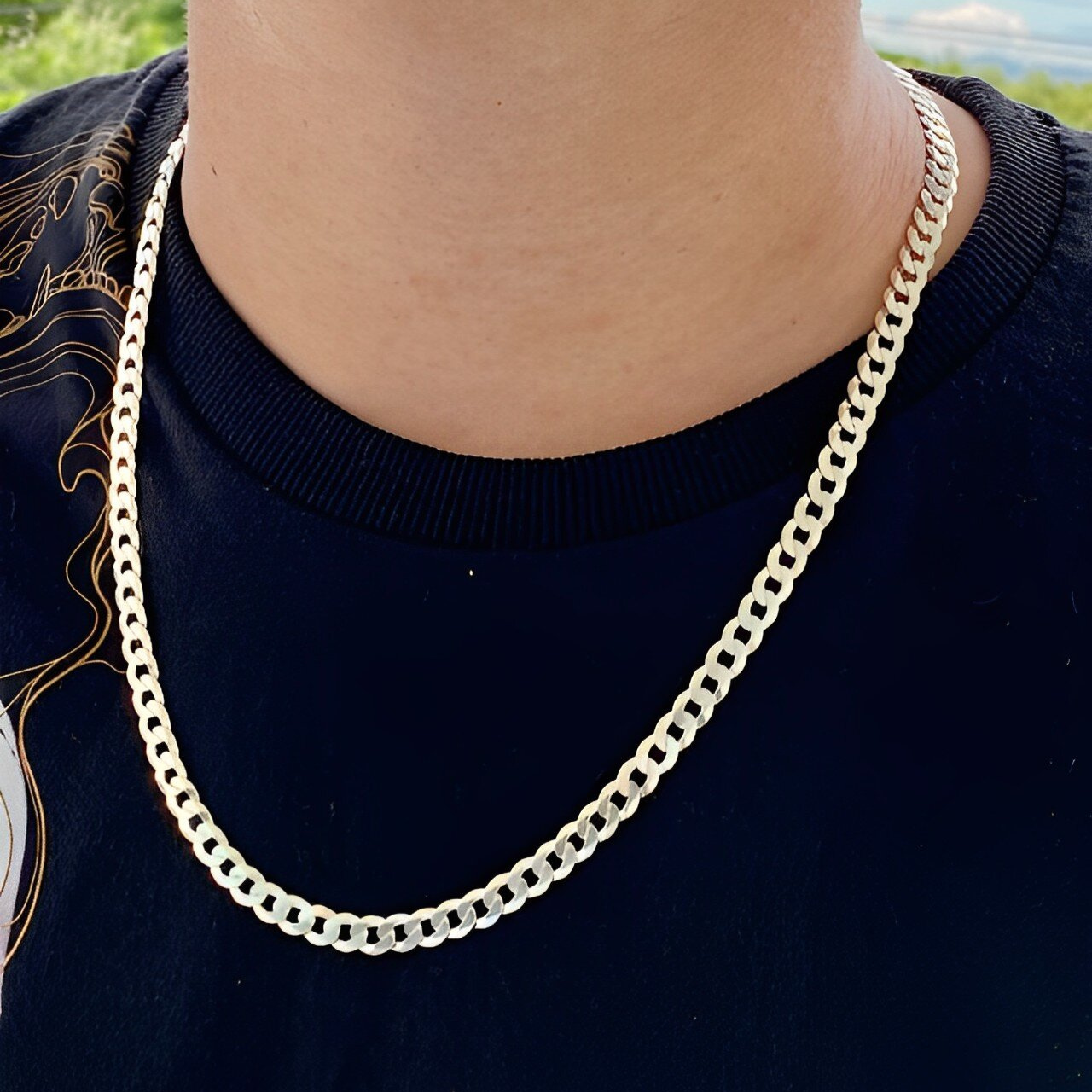 Corrente em Prata Masculina Grumet 7mm + Pulseira