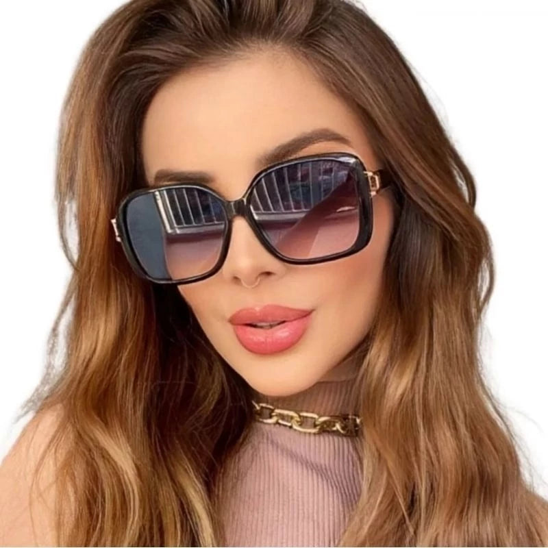Óculos De Sol Feminino Quadrado UV 400 Champagne