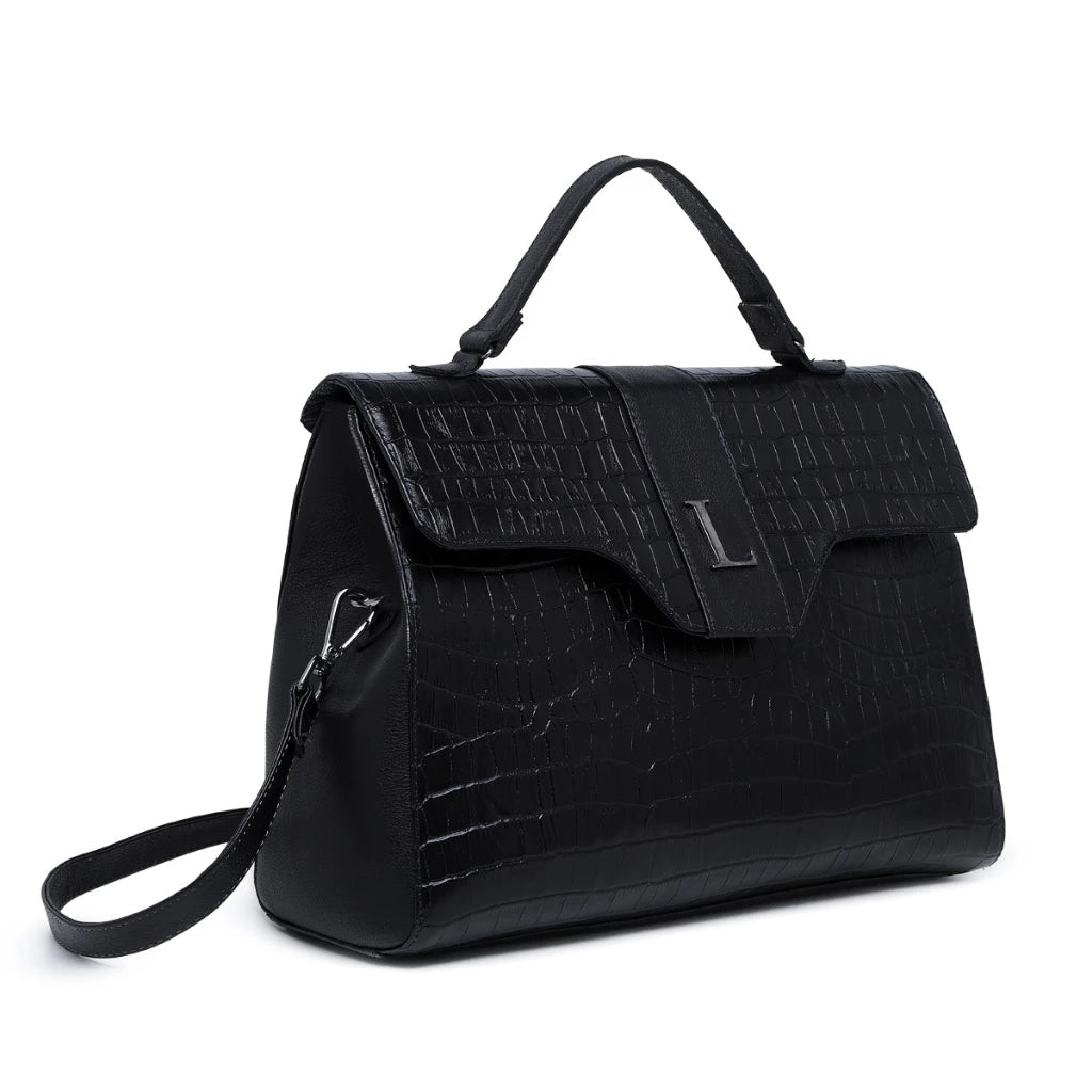 Bolsa de Couro de Legitimo Maleta Loutier Preta