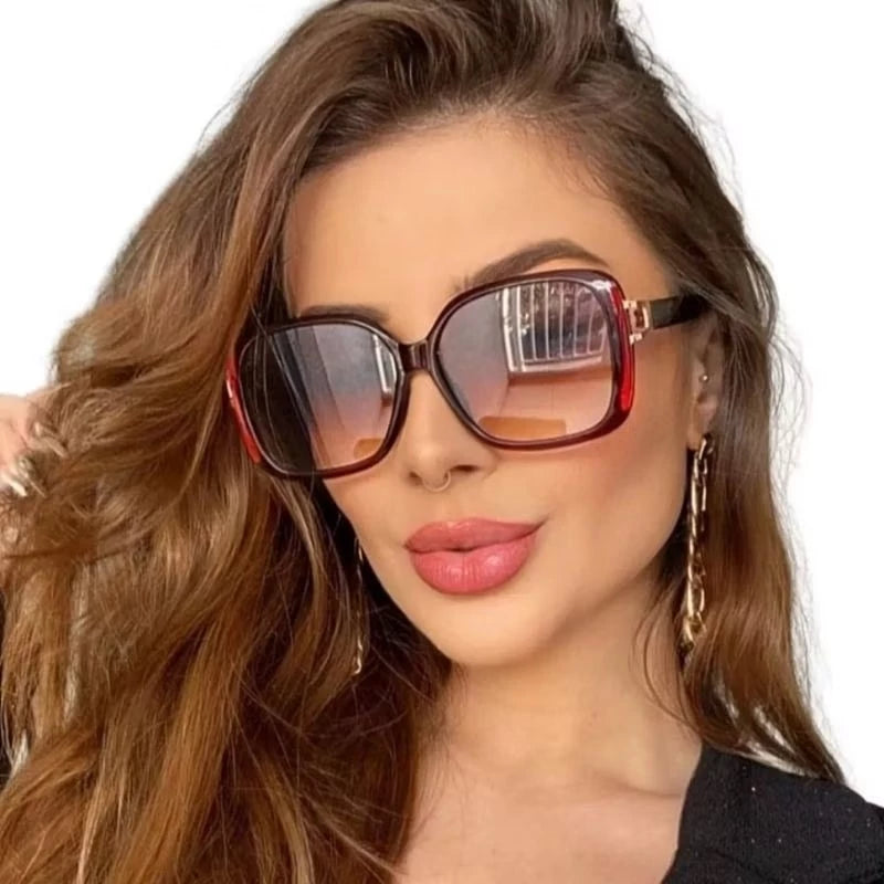 Óculos De Sol Feminino Quadrado UV 400 Champagne