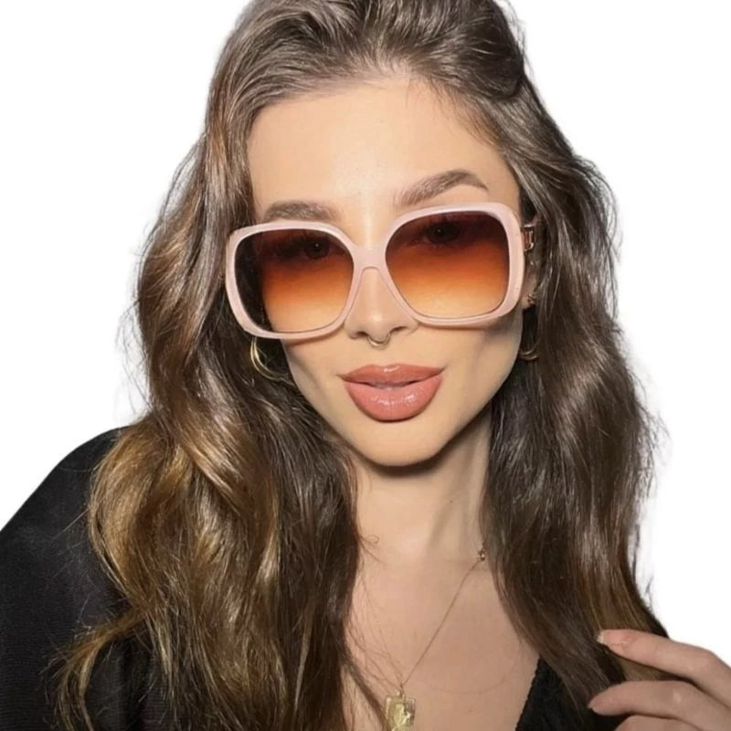 Óculos De Sol Feminino Quadrado UV 400 Champagne