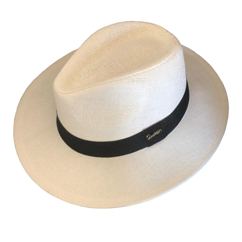 Chapéu Panamá Original Aba Larga 7cm Marrom Claro
