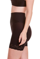 Shorts Modelador Abdominal Com Renda Levanta Bumbum Black