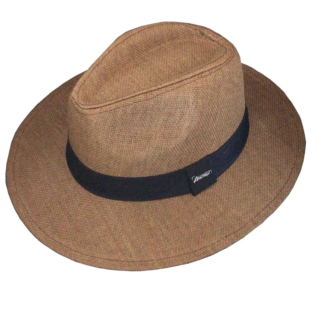 Chapéu Panamá Original Aba Larga 7cm Marrom Claro