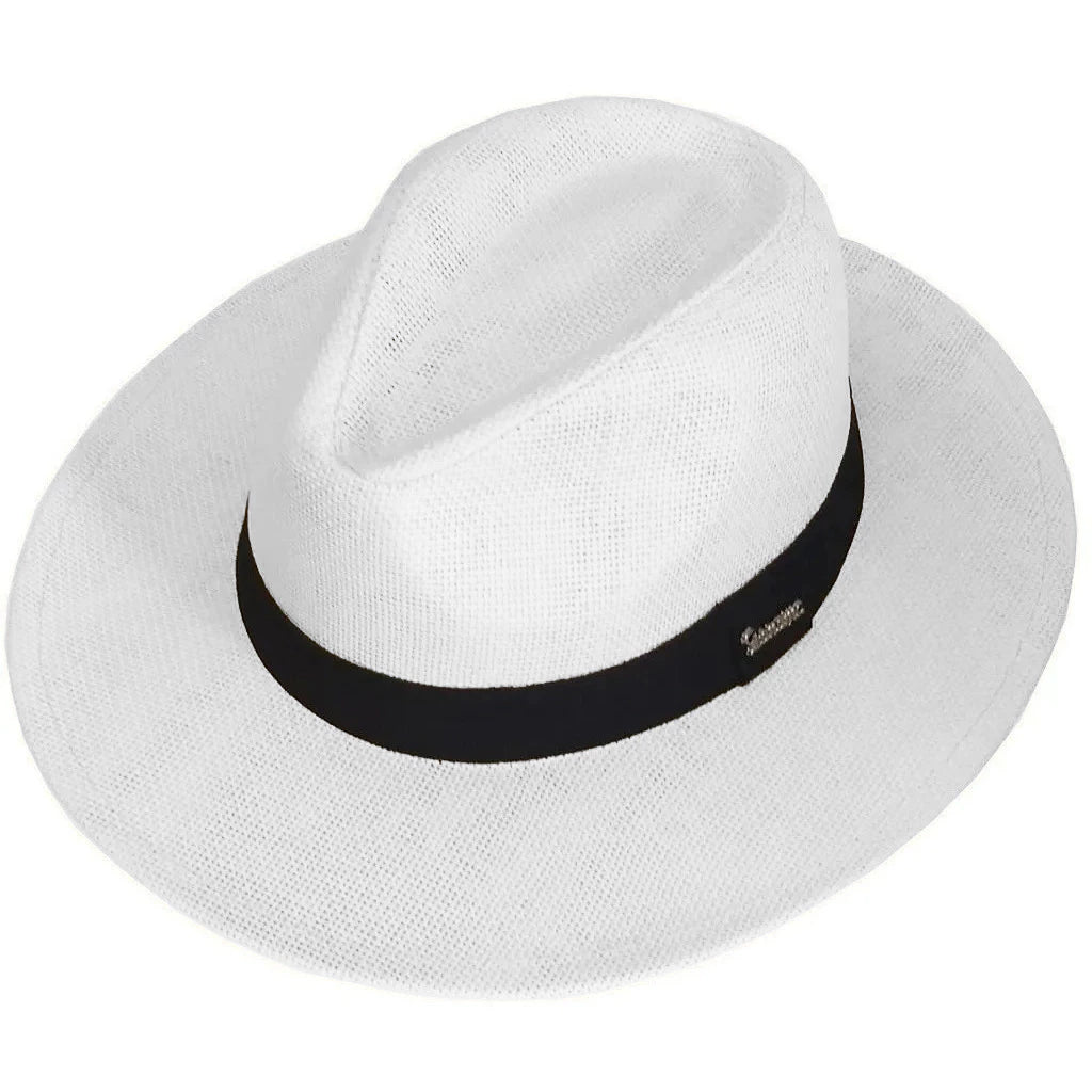 Chapéu Panamá Original Aba Larga 7cm Marrom Claro