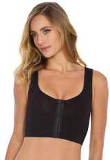 Sutiã Modelador Sustentação Regata Sem Bojo Abertura Frontal Valoriza Os Seios Preto