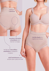 Calcinha Modeladora Cintura Alta Boxer Invisível Afina Cintura Cupuaçú