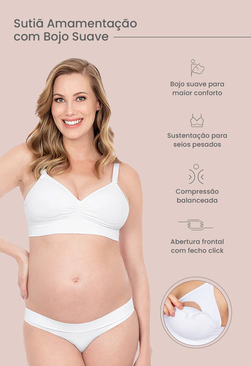 Sutiã Amamentação Com Bojo Suave Branco