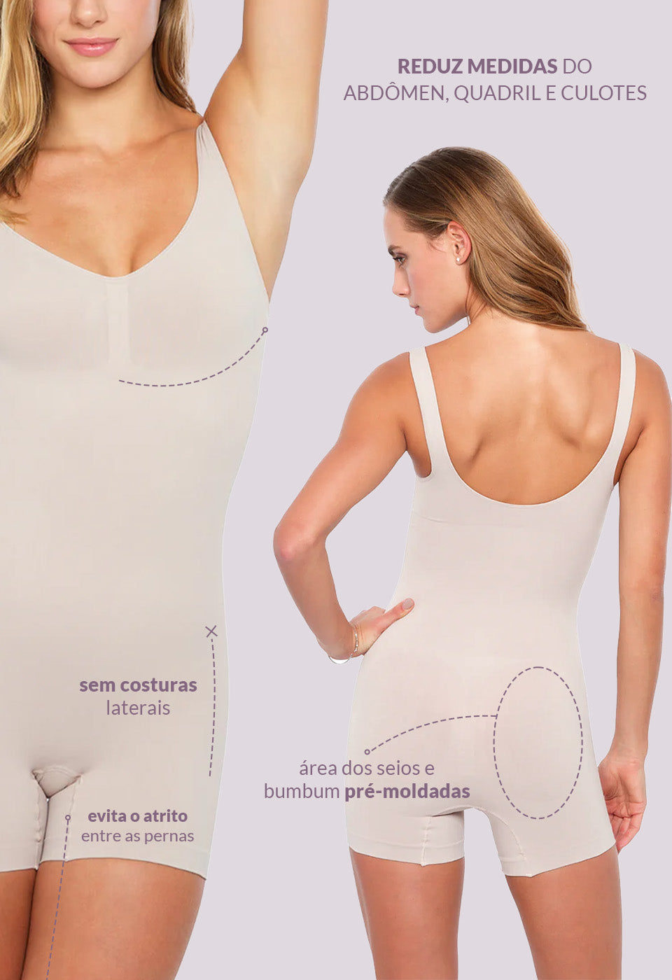 Body Modelador Macaquinho Emana Ameniza Celulite Base