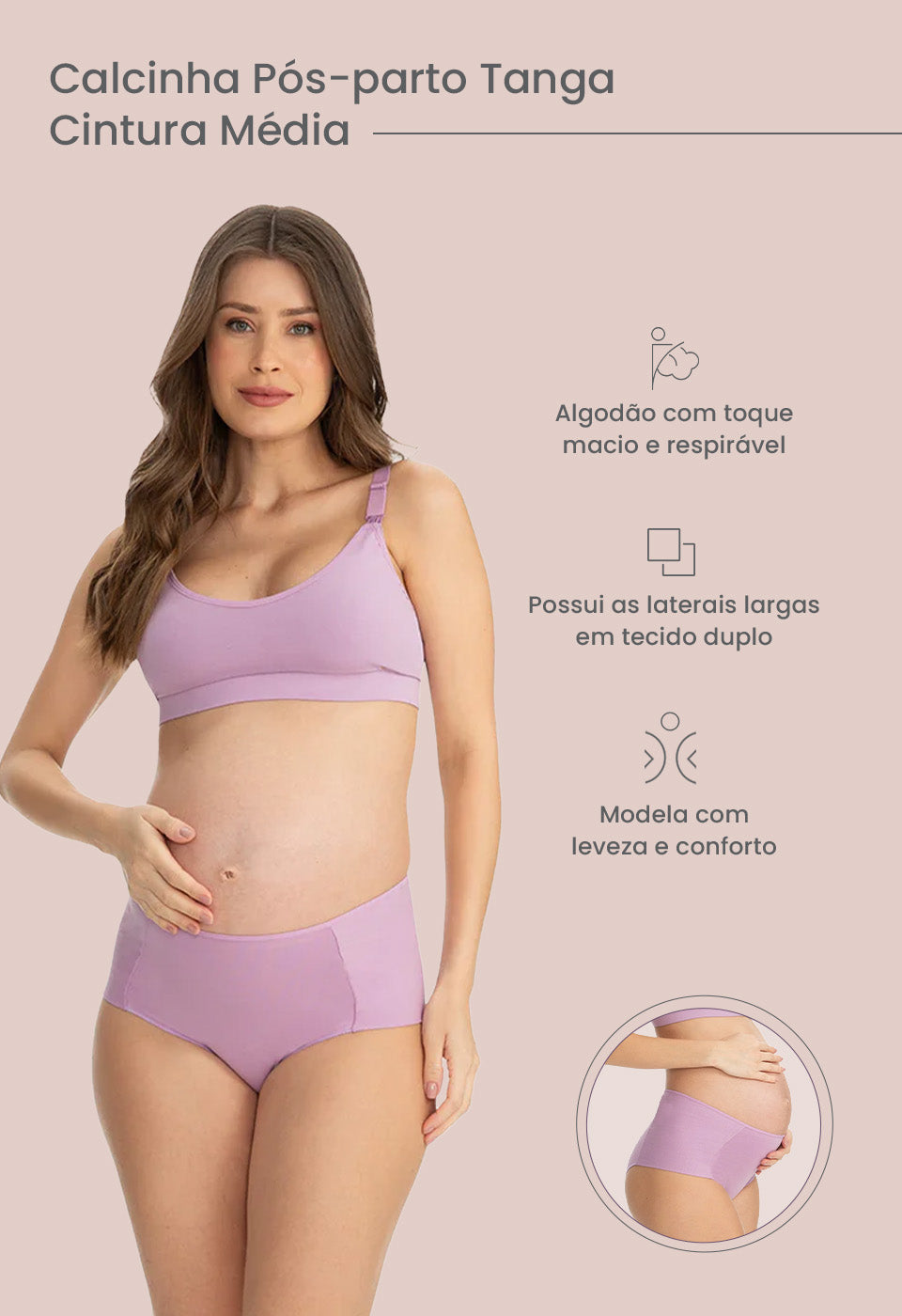 Calcinha Tanga Cintura Média Marshmallow