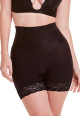 Shorts Modelador Abdominal Com Renda Levanta Bumbum Black
