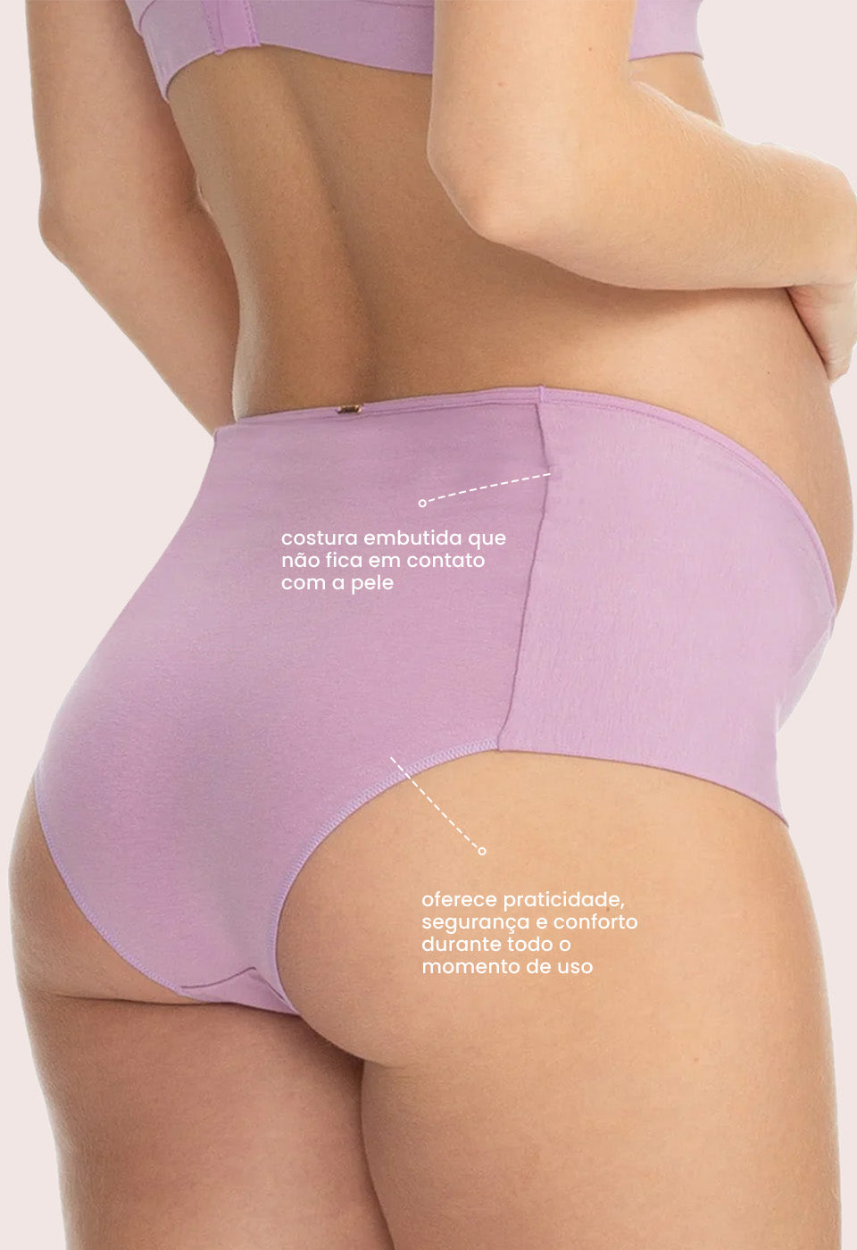 Calcinha Tanga Cintura Média Marshmallow