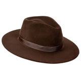 Chapéu Fedora de Feltro Clássico Aba Dura 7cm Marrom