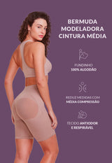 Bermuda Modeladora Cintura Média Levanta Bumbum Base