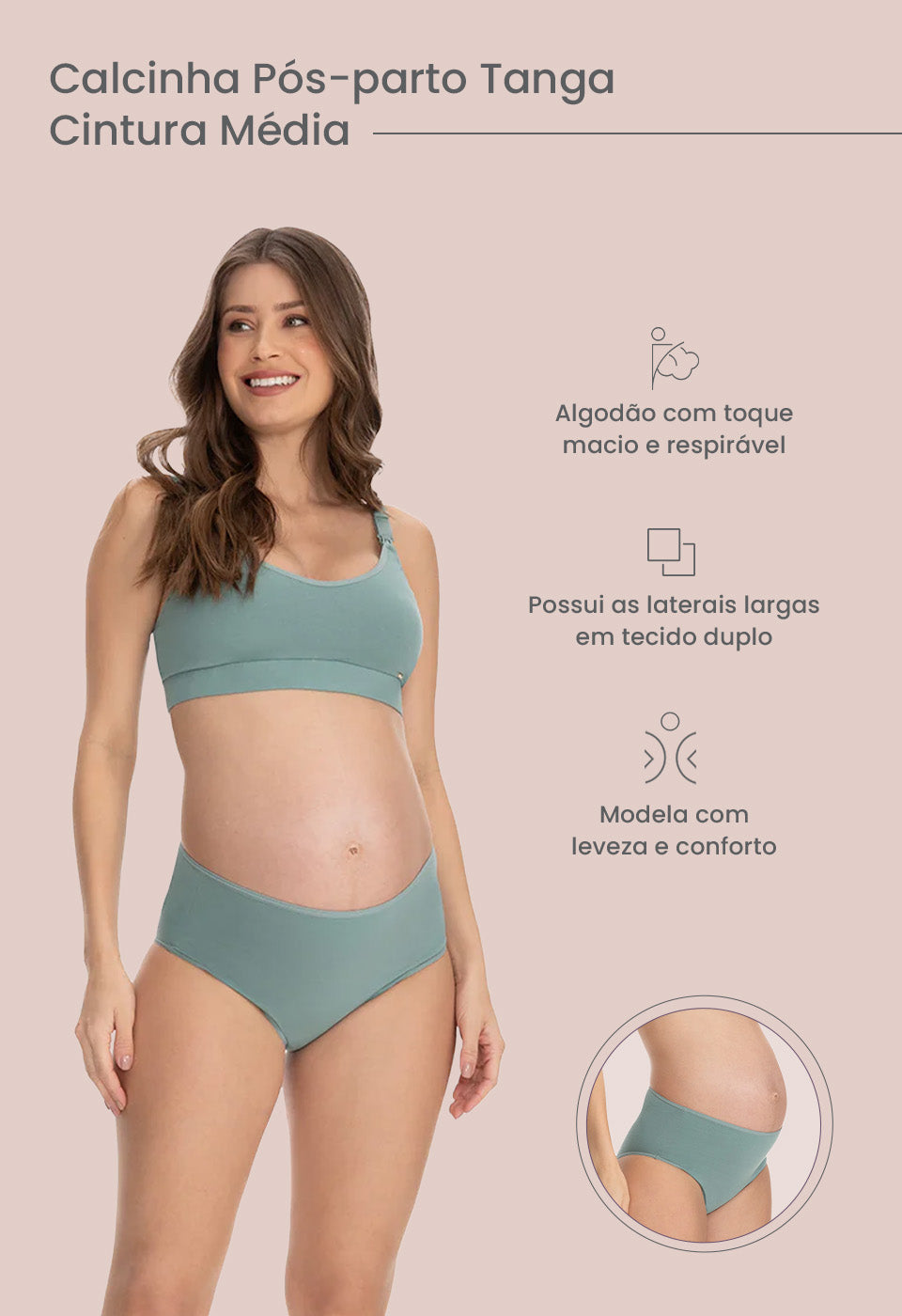 Calcinha Gestante Biquíni Menta