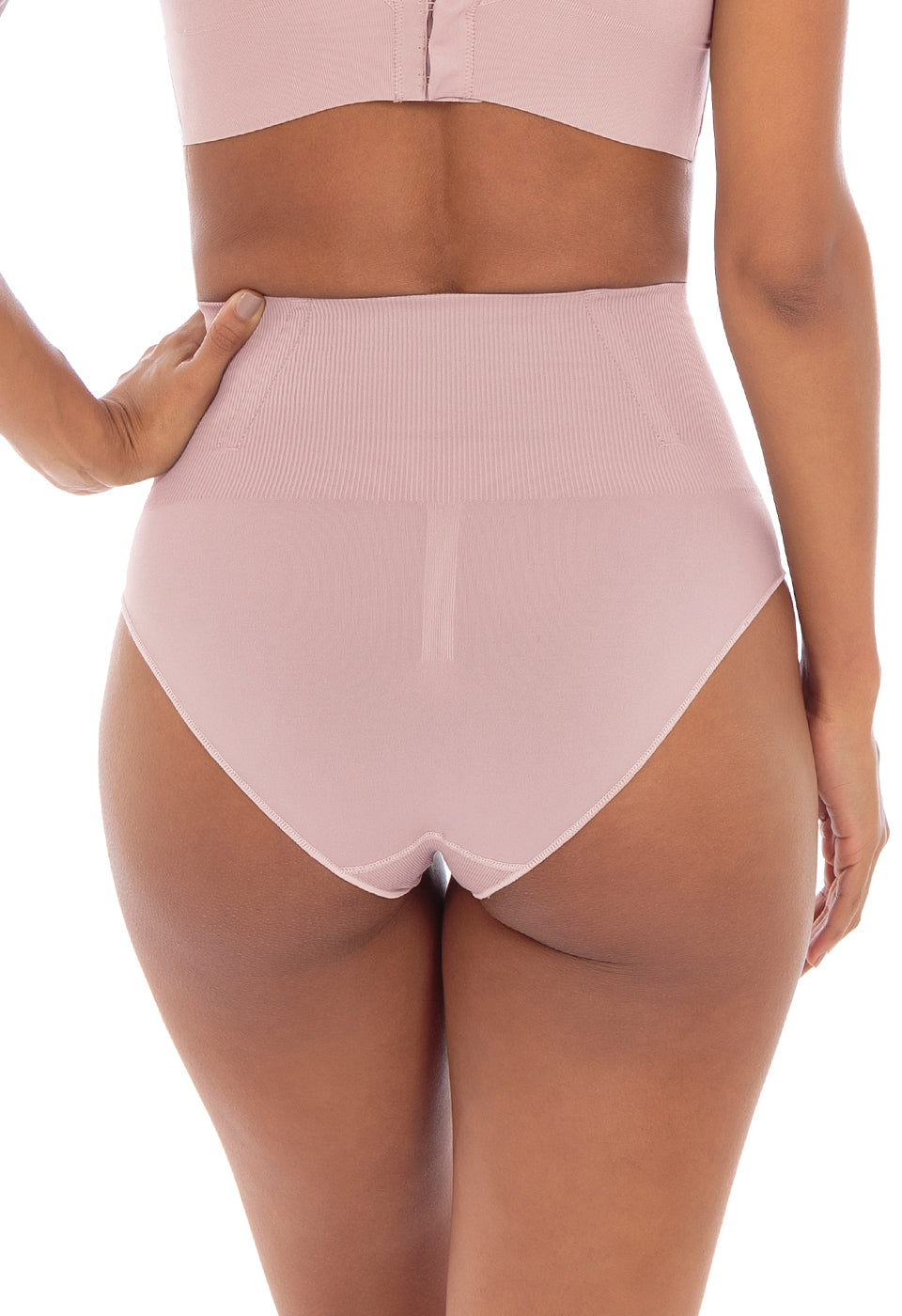 Calcinha Modeladora Cintura Alta Com Barbatana Afina Cintura Blush