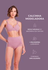 Calcinha Modeladora Cintura Alta Boxer Invisível Afina Cintura Boto