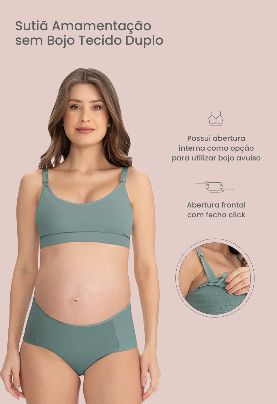 Sutiã Amamentação Sem Bojo Tecido Duplo Menta