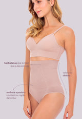 Calcinha Modeladora Abdominal Biquíni Com Barbatana Afina Cintura Blush