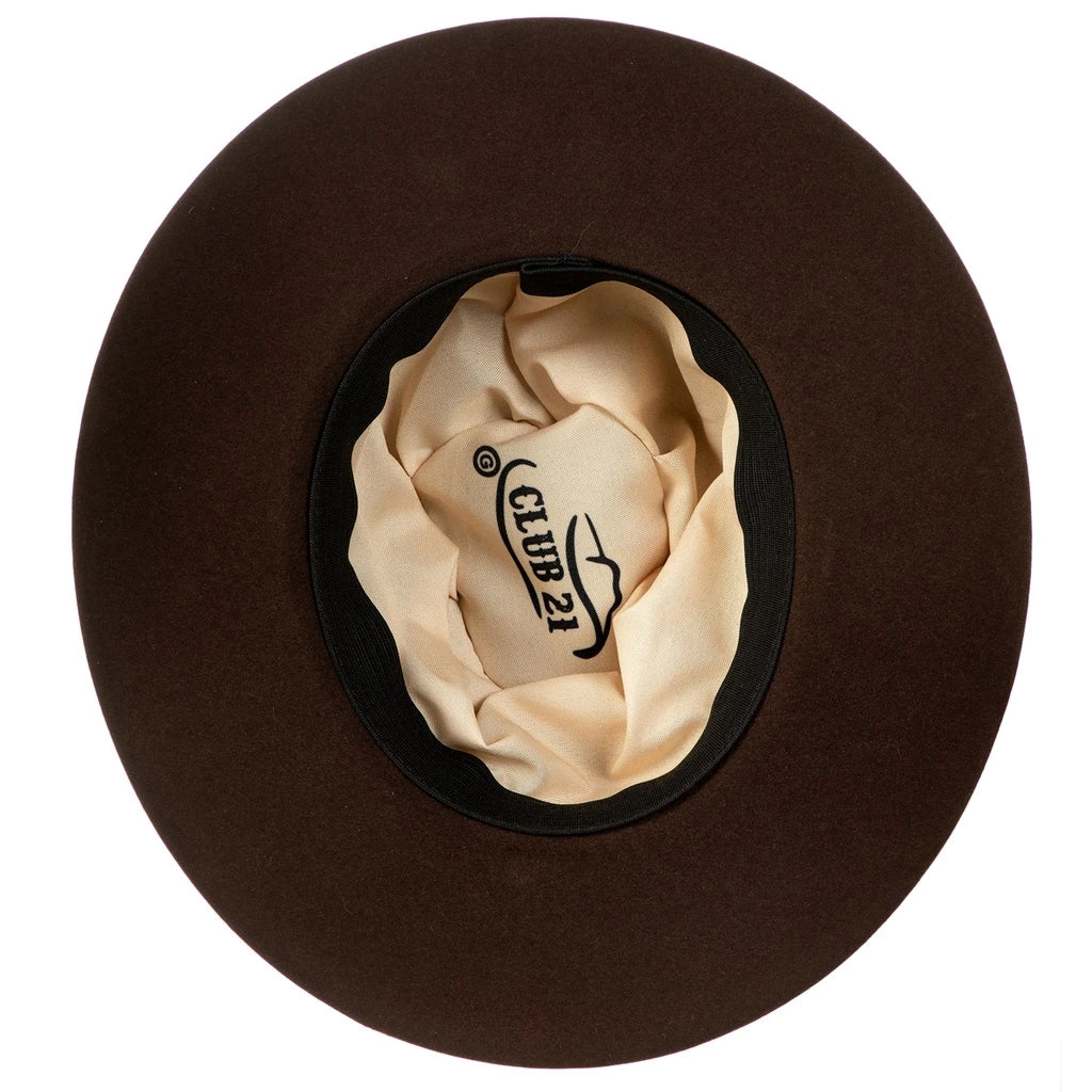 Chapéu Fedora de Feltro Clássico Aba Dura 7cm Marrom
