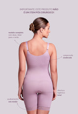 Body Modelador Macaquinho Alça Fina Emana Ameniza Celulite Lilac