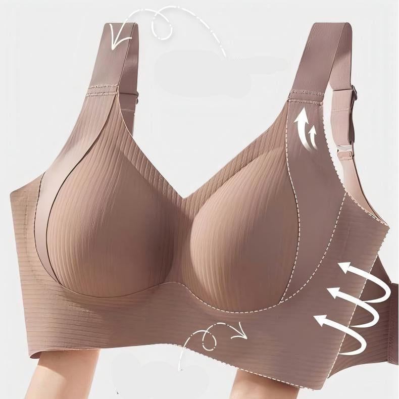 Sutiã feminino canelado push-up ajustável sem aro