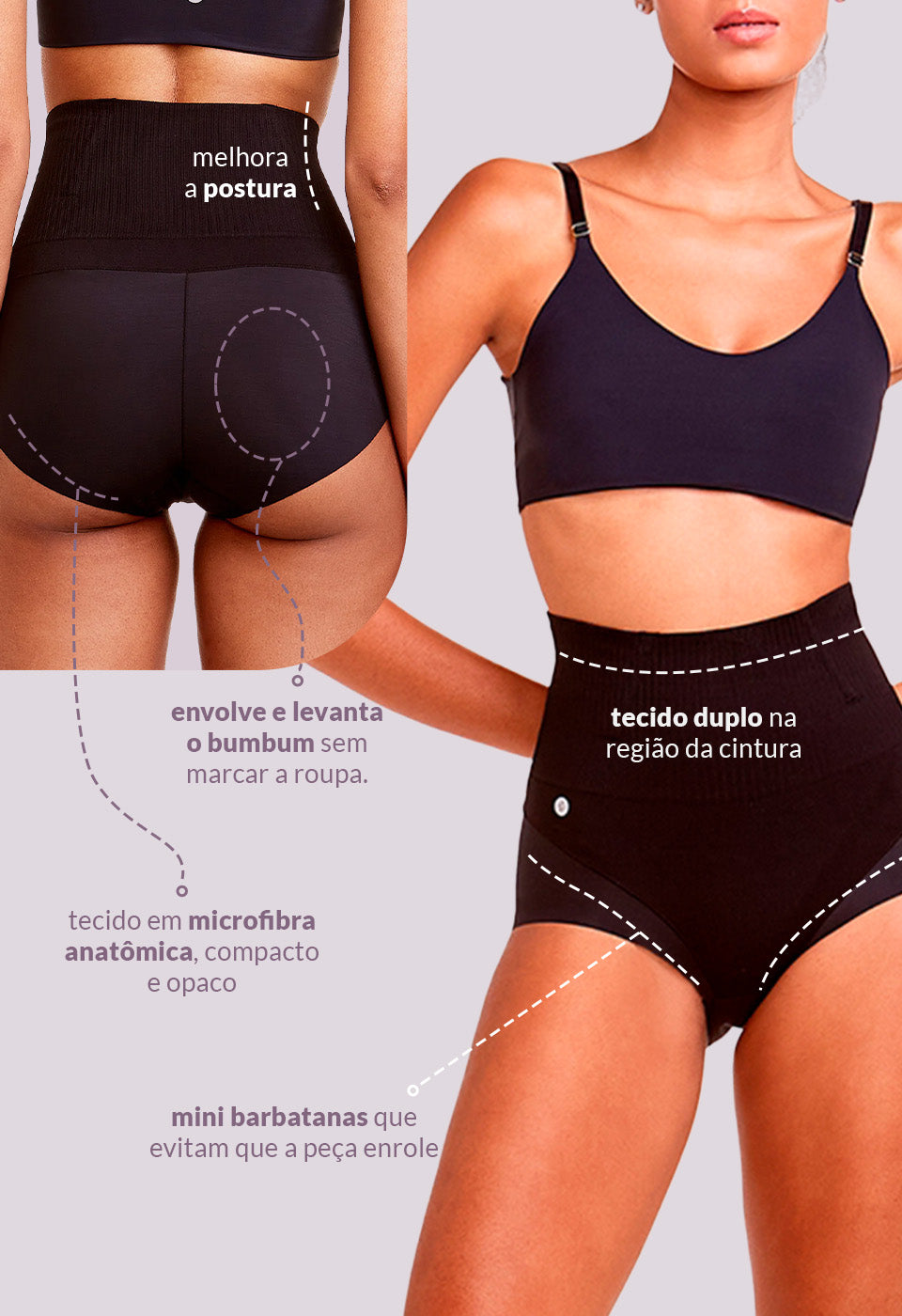 Calcinha Modeladora Cintura Alta Boxer Invisível Afina Cintura Rio Negro