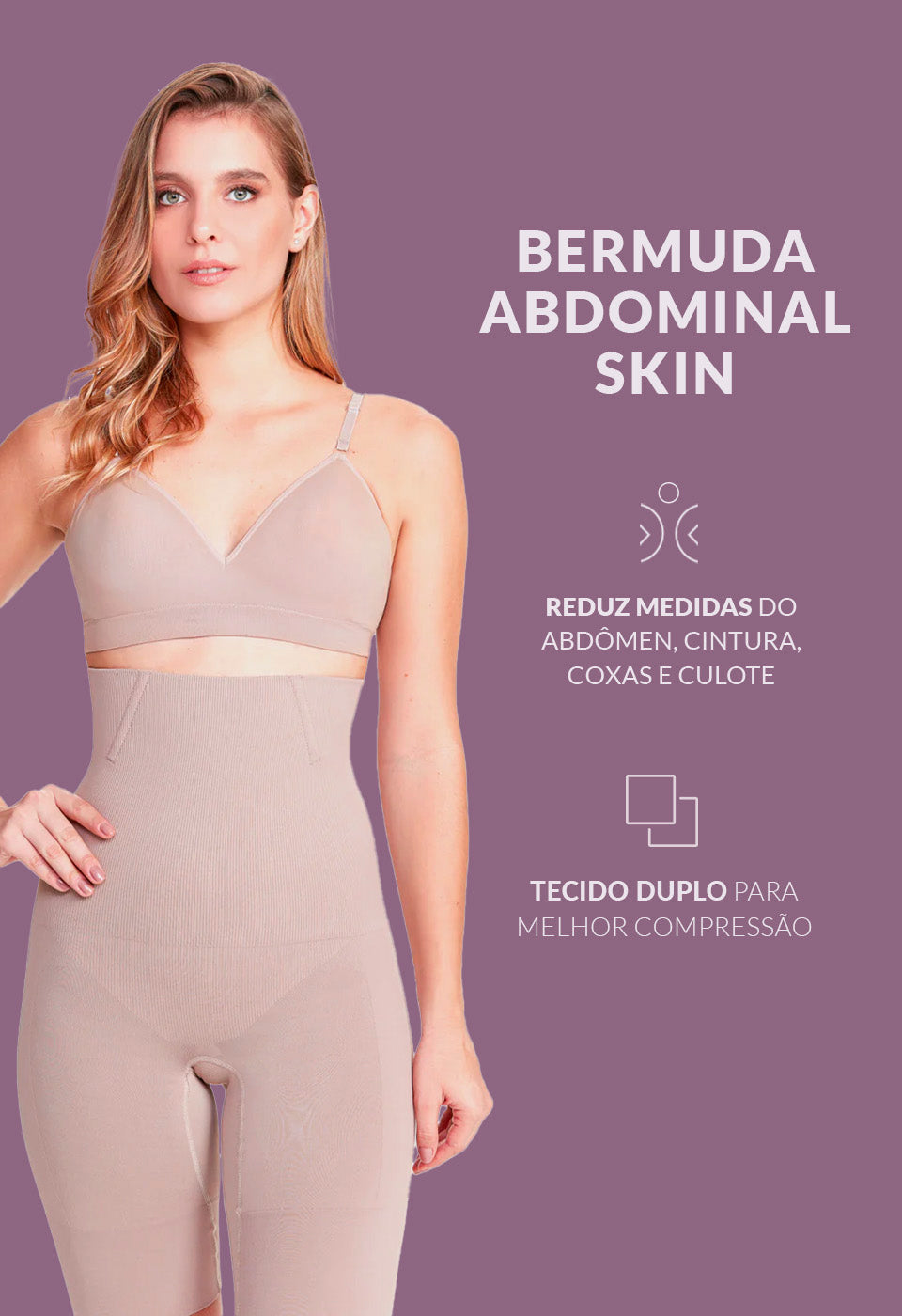 Bermuda Modeladora Abdominal Com Barbatana Afina Cintura Blush