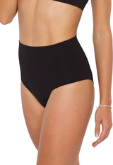 Calcinha Modeladora Cintura Alta Tecido Duplo Afina Cintura Preto