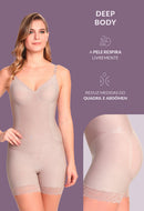 Body Modelador Macaquinho Decote Sem Bojo Com Renda Levanta Bumbum Blush