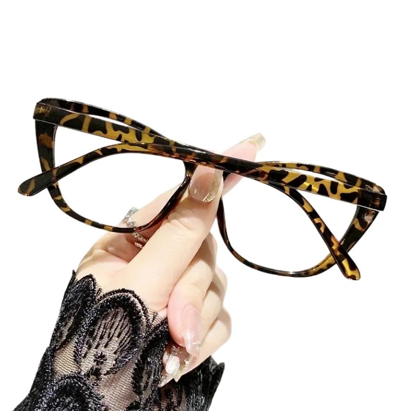 Armação de óculos de grau Feminino Estilo Gatinha Leopardo
