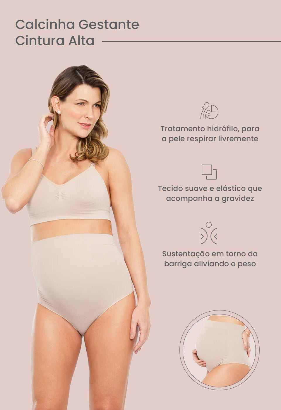 Calcinha Gestante Cintura Alta Base