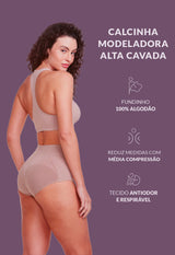 Calcinha Modeladora Cintura Alta Cavada Levanta Bumbum Base