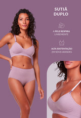 Sutiã Modelador Sustentação Sem Bojo Tecido Duplo Alças Removíveis Valoriza Os Seios Lilac