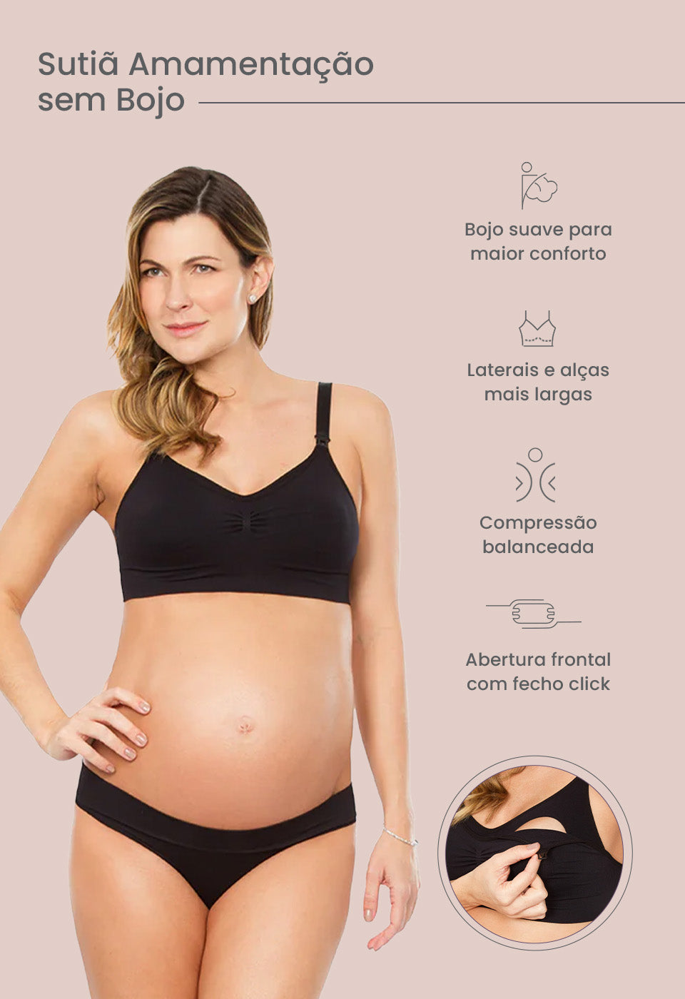 Sutiã Amamentação Sem Bojo Preto