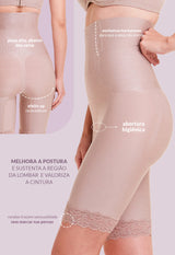 Bermuda Modeladora Abdominal Com Barbatana E Renda Levanta Bumbum Blush