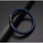 Pulseira Masculina de Couro Genuino Com Fecho de Aço Elite