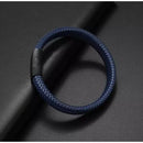 Pulseira Masculina de Couro Genuino Com Fecho de Aço Elite