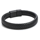 Pulseira Masculina de Couro Genuino Com Fecho de Aço Elite