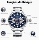 Relógio Masculino Curren com pulseira cromada em inox Modelo 8363 esportivo