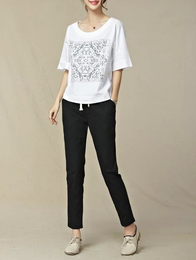 Calça de Linho cintura elástica