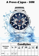 Relógio Masculino Curren com pulseira cromada em inox Modelo 8363 esportivo