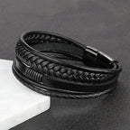 Pulseira Masculina Bracelete de Couro Genuino Com Fecho de Aço