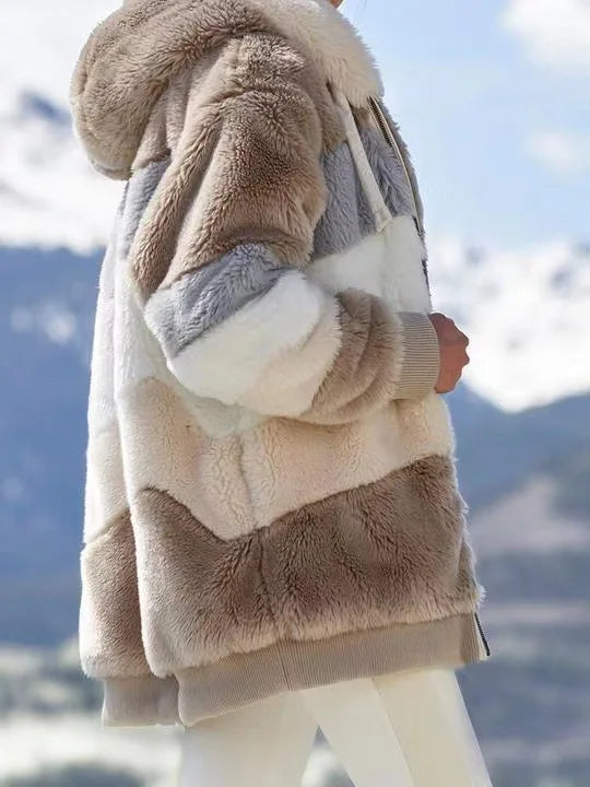 Casaco Felpudo de inverno feminino estilo Teddy