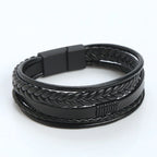 Pulseira Masculina Bracelete de Couro Genuino Com Fecho de Aço