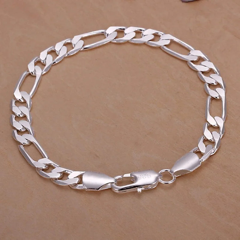 Pulseira em Prata Masculina Grumet 8mm 3X1