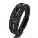 Pulseira Masculina Bracelete de Couro Genuino Com Fecho de Aço