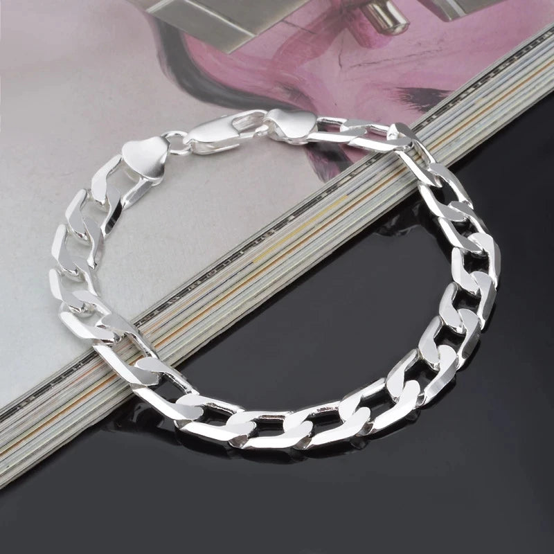 Pulseira em Prata Masculina Grumet 10mm - Fecho Mosquetão
