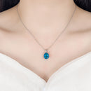 Conjunto de Prata 925 colar brinco e anel Coração do Oceano com Pedra Azul